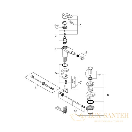 смеситель grohe bauloop 23338000 для биде, хром