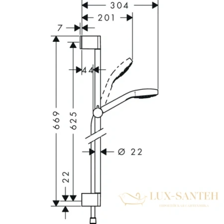 душевой набор hansgrohe croma select s 1jet 26564400 белый/хром