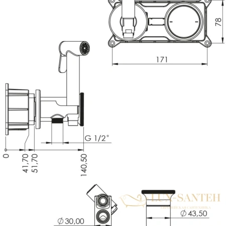 гигиенический комплект teska arte tera t5536, хром