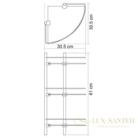 полка угловая wasserkraft isar k-3633 30,5х30,5 см, темная бронза