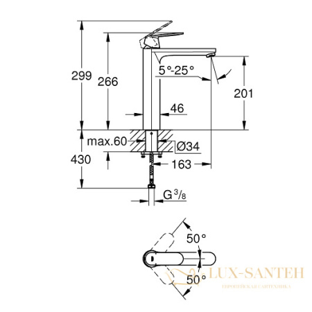 смеситель grohe eurosmart cosmopolitan 23921000 для раковины, хром