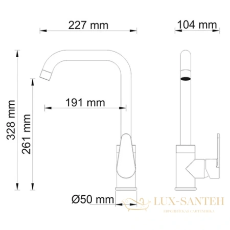 смеситель wasserkraft alz 28807 для кухни, хром