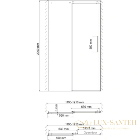 душевая дверь wasserkraft alme 15r05 раздвижная 120 см 