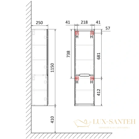 пенал jorno moduo slim mod.04.115/p/w подвесной, белый 