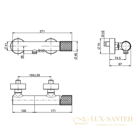 смеситель для душа fima carlo frattini spillo tech, f3035t/1xcr, ручка "x", хром