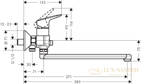 смеситель для ванны hansgrohe logis 71402000, хром