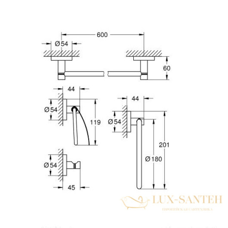 набор аксессуаров grohe essentials 40776001, хром