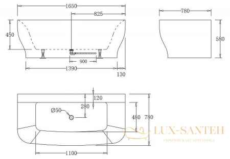 акриловая ванна belbagno bb74-nero-w0 165x78 без гидромассажа, черны/белый