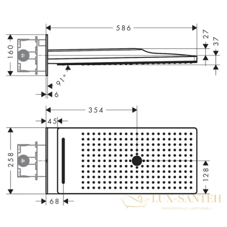 верхний душ hansgrohe rainmaker select 580 3jet 24001600, чёрный хром