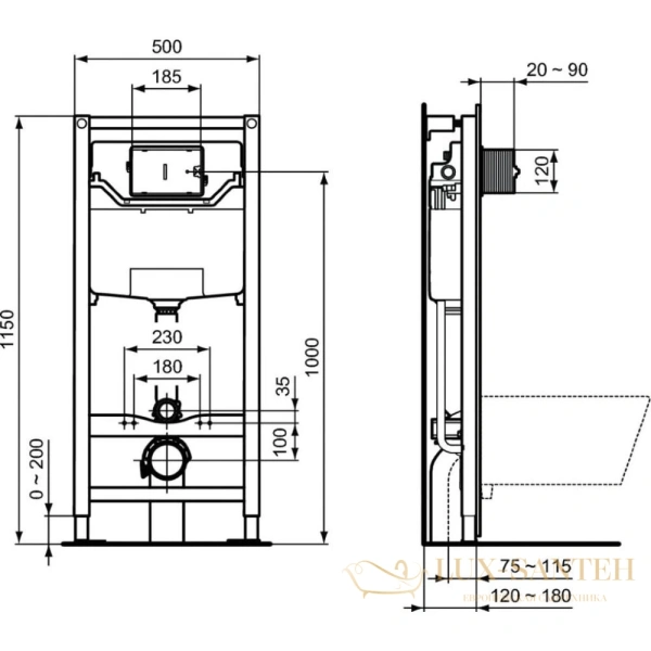 комплект унитаза с инсталляцией ideal standard i life b i001401