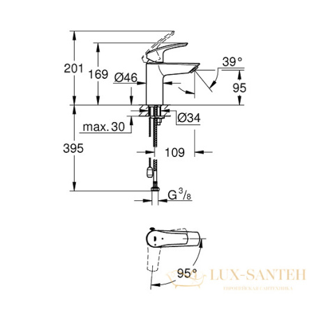 смеситель grohe eurosmart 23372003 для раковины, хром