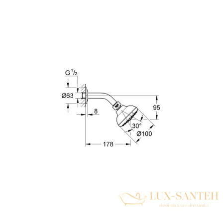 верхний душ grohe new tempesta 100 26088001, хром