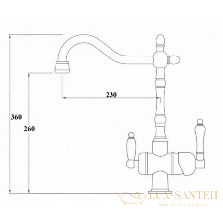 смеситель zorg clean water zr 326 yf br для кухни, бронза