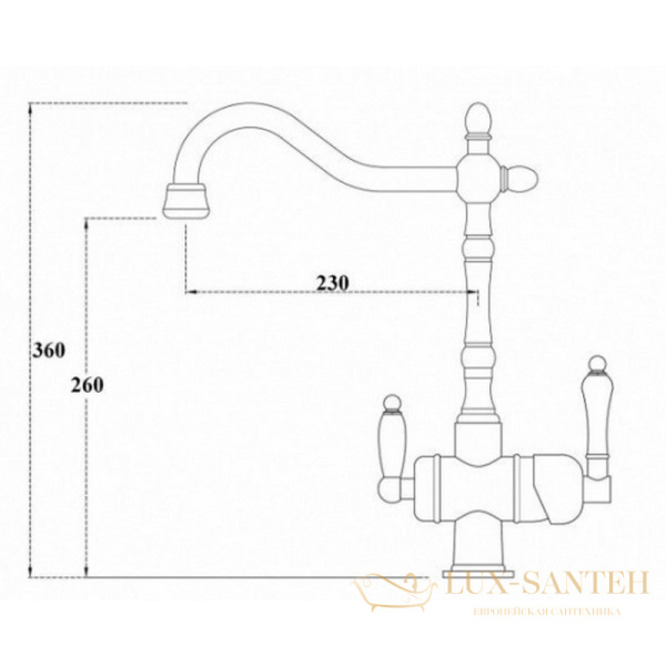 смеситель zorg clean water zr 326 yf br для кухни, бронза