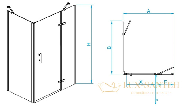 душевой уголок rgw passage 410877129-084r pa-77-1b r 120x90, профиль черный, стекло прозрачное