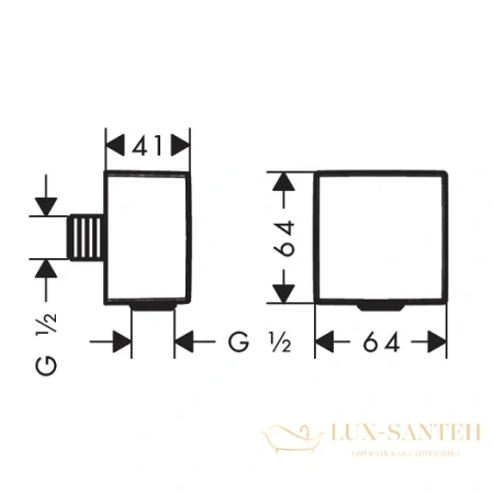 шланговое подсоединениеhansgrohe fixfit square 26455140 с клапаном обратного тока, шлифованная бронза