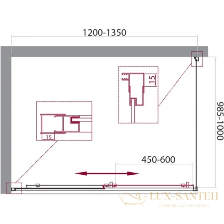 душевой уголок belbagno unique-ah-1 unique-ah-1-120/135-100-m-cr 120-135x100 см, стекло матовое