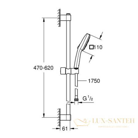 душевой гарнитур grohe tempesta cube 110 27786003, белый