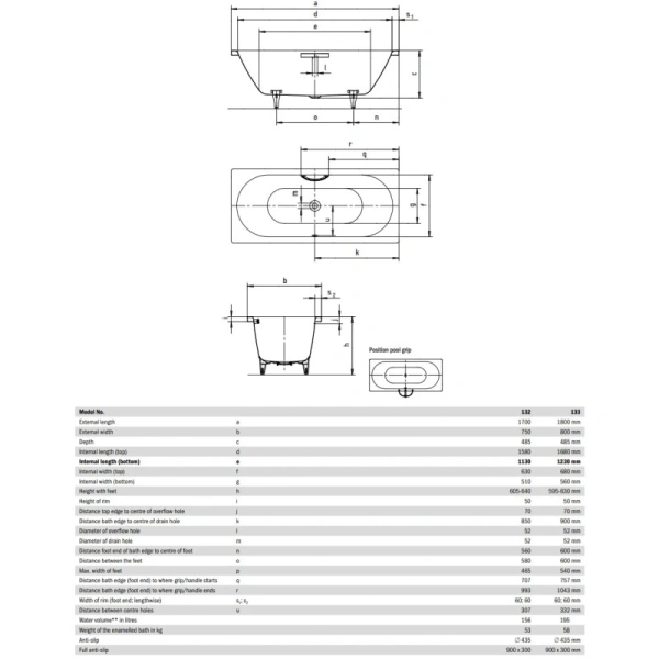 стальная ванна kaldewei centro duo 283200013001 132 170х75 см с покрытием easy-clean, альпийский белый 