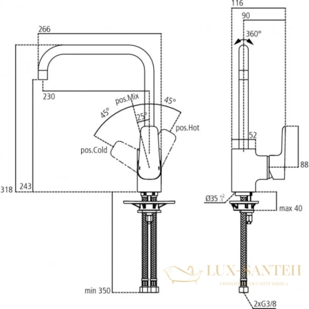 смеситель ideal standard ceraplan iii b0725aa для кухни, хром