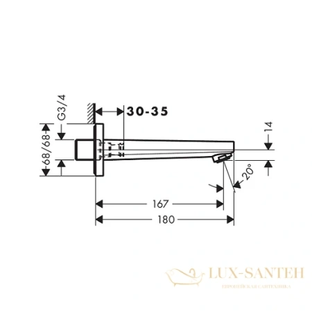 излив для ванны 167 мм hansgrohe metropol 32542000 хром