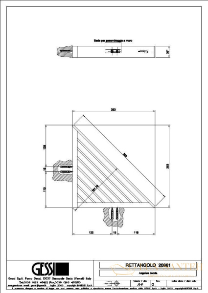 полка угловая gessi rettangolo 20861.031, хром