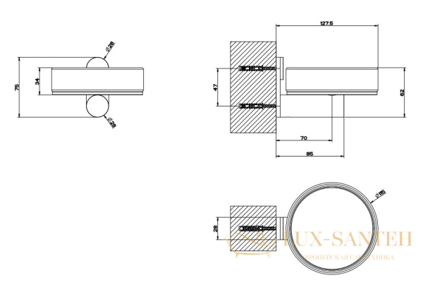 мыльница gessi 316 accessories 54701.707 подвесная, белый | черный шлифованный хром pvd