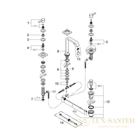 смеситель grohe allure 20188000 для раковины, хром