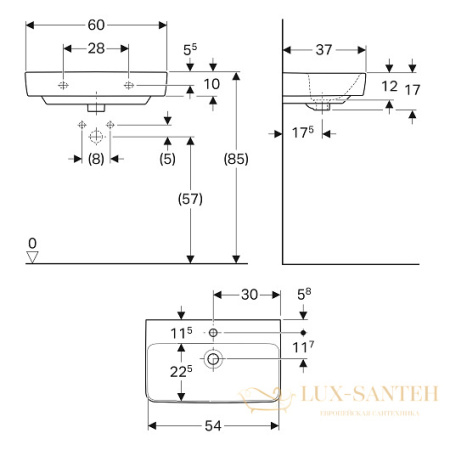 раковина geberit renova compact 226160000 600х370 мм, белый