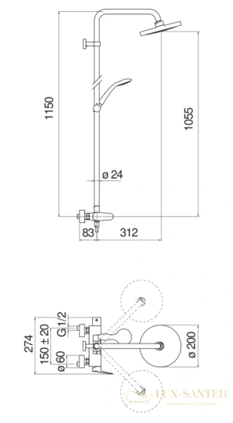 душевая система nobili blues, bs101130/30cr, цвет хром