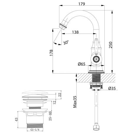 смеситель для умывальника lemark spark lm6707rg с поворотным изливом, розовое золото