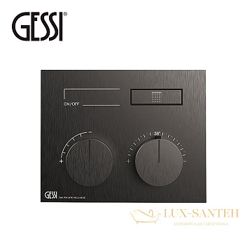 термостатический смеситель gessi hi-fi compact 63002.707 для душа, black metal brushed pvd