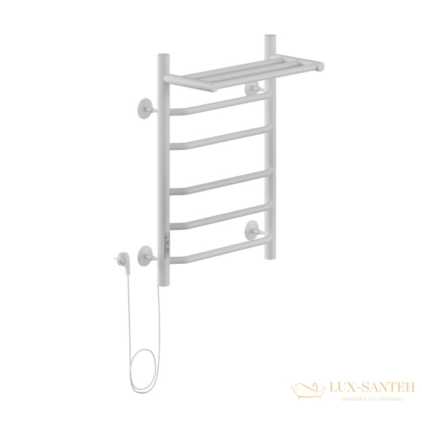 полотенцесушитель электрический кабельный ника way-3 60/40 с полкой ral9016 белый матовый левый тэн