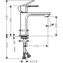 смеситель для раковины hansgrohe rebris s 72520000, без донного клапана, хром глянцевый