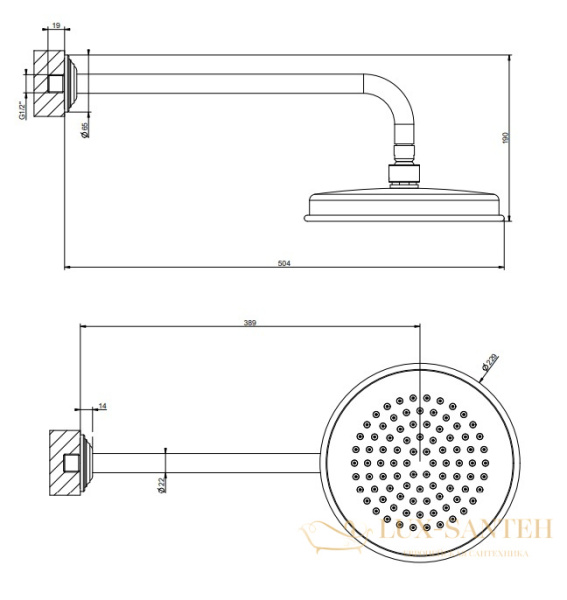 верхний душ gessi venti20 65148.299 ø 200 мм, черный матовый