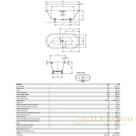 стальная ванна kaldewei centro duo oval 282800010001 128 standard 180х80 см, альпийский белый 