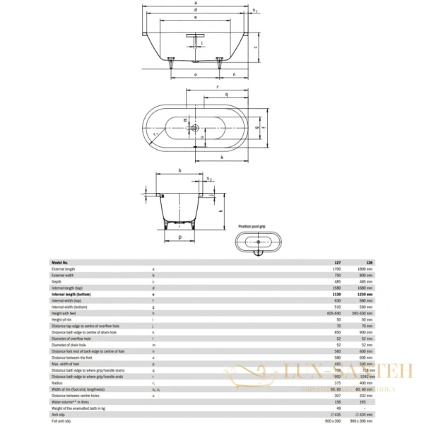 стальная ванна kaldewei centro duo oval 282800013001 128 180х80 см с покрытием easy-clean, альпийский белый 