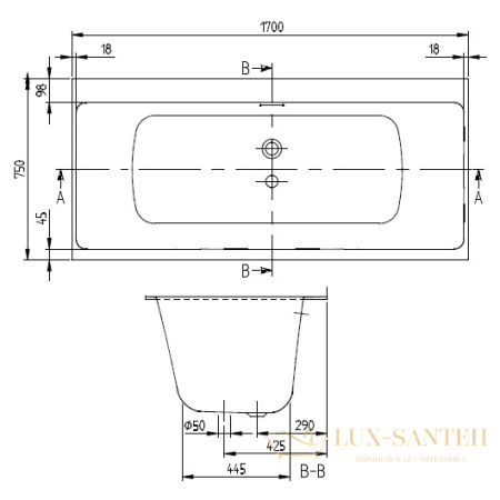 квариловая ванна villeroy & boch subway 3.0 170х75 ubq170sbw2tdv-01, белый alpin