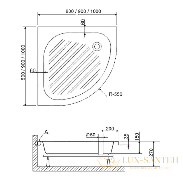 акриловый поддон rgw acrylic 16180499-51 для душа bp/cl-s 90x90, белый