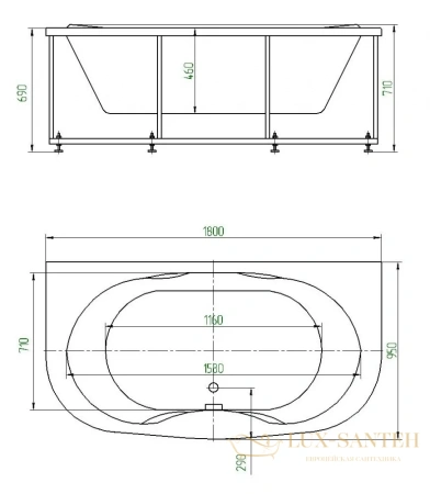 акриловая ванна aquatek мелисса 180x95 mel180-0000011 фронтальный+боковые экраны 2 шт.