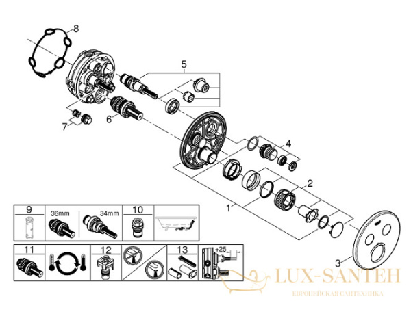 термостат grohe grohtherm smartcontrol 29119000, хром