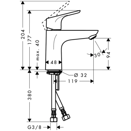 смеситель для раковины hansgrohe focus 31509000, хром