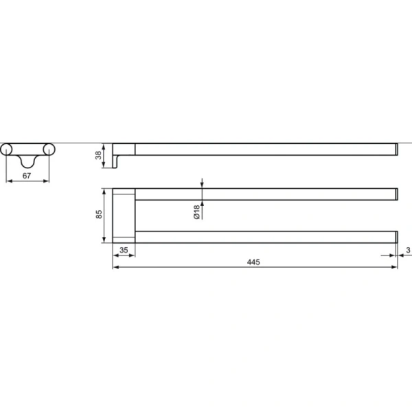 полотенцедержатель двойной ideal standard connect a9181aa 45 см, хром