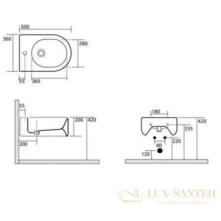 биде kerasan flo 312501*1 подвесное без ободка, белый