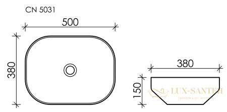 умывальник чаша накладная прямоугольная белый, ceramica nova element 500*380*150мм cn5031