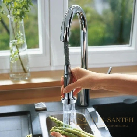 смеситель для кухни с выдвижным душем hansgrohe talis s2 variarc 14877000