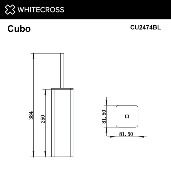 ершик напольный whitecross cubo cu2474bl, черный мат