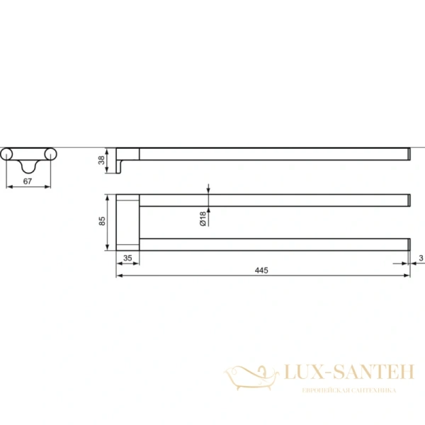 полотенцедержатель двойной ideal standard connect a9181aa 45 см, хром