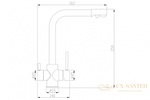 смеситель zorg steel hammer sh 552 black cr для кухни, черный матовый