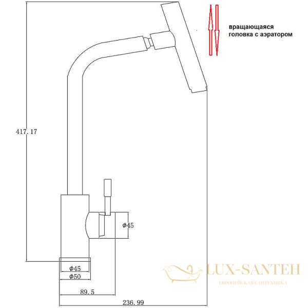 смеситель zorg steel hammer sh 5106 inox для кухни, нержавеющая сталь